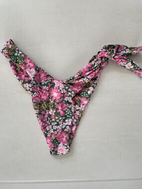 Aila Blue Swim Bikini Bottom Iris Side Tie Beach Summer Floral Azalea